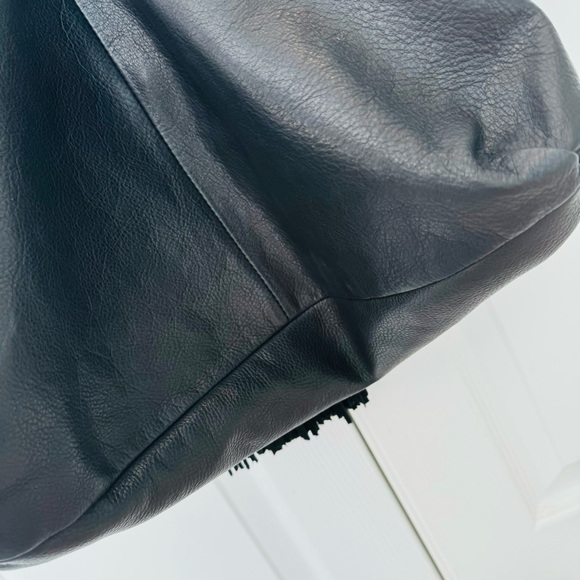 MARGOT Black Leather Suede Fringe Hobo Shoulder Bag Purse - Picture 11 of 11